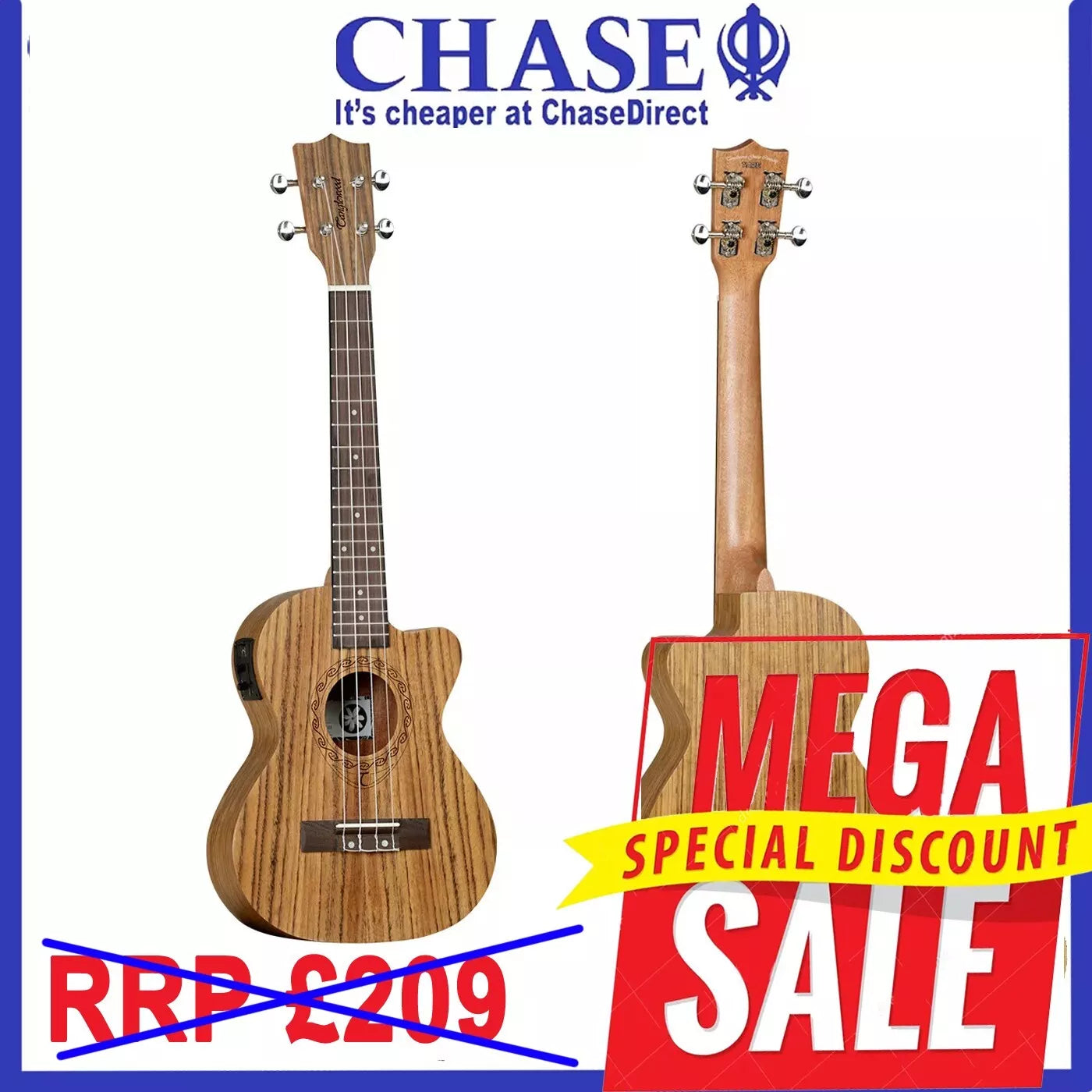 Tanglewood Tiare Electro Acoustic Tenor Ukulele TWT14E with Built-In Tuner