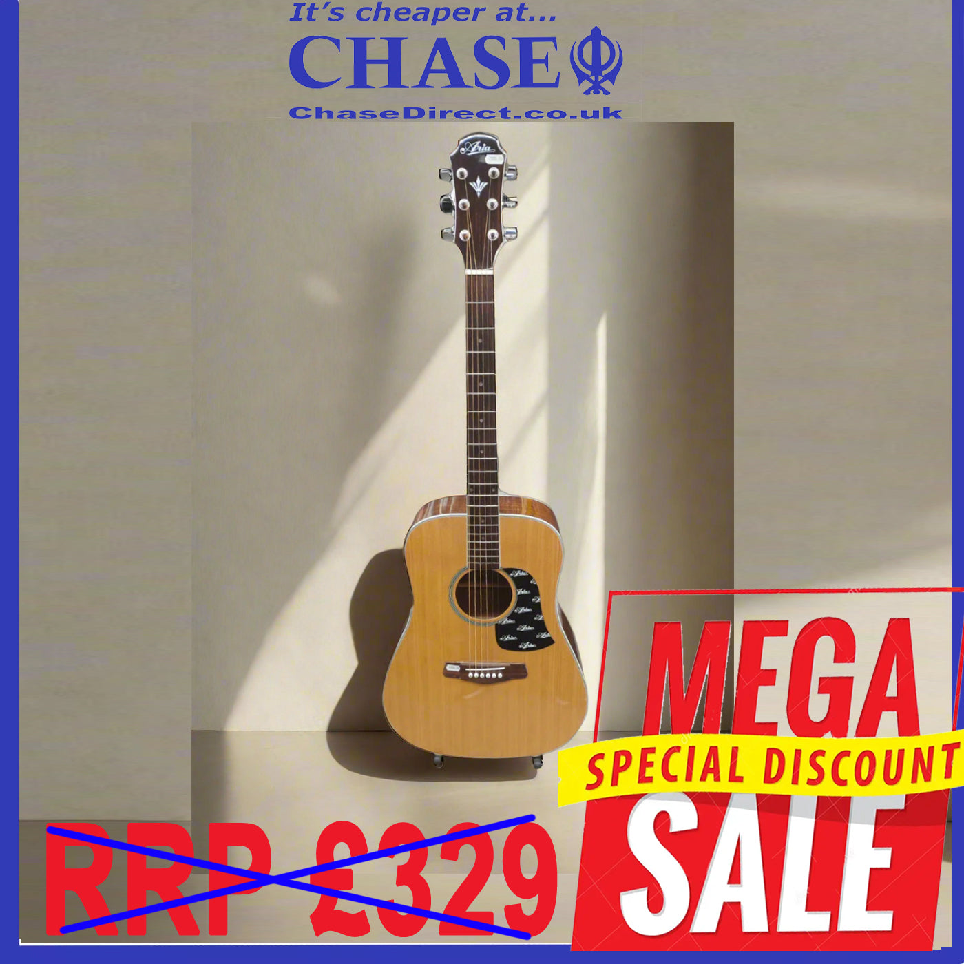 Aria SW200N Dreadnought Acoustic Guitar Solid Spruce with Pickguard RRP £329