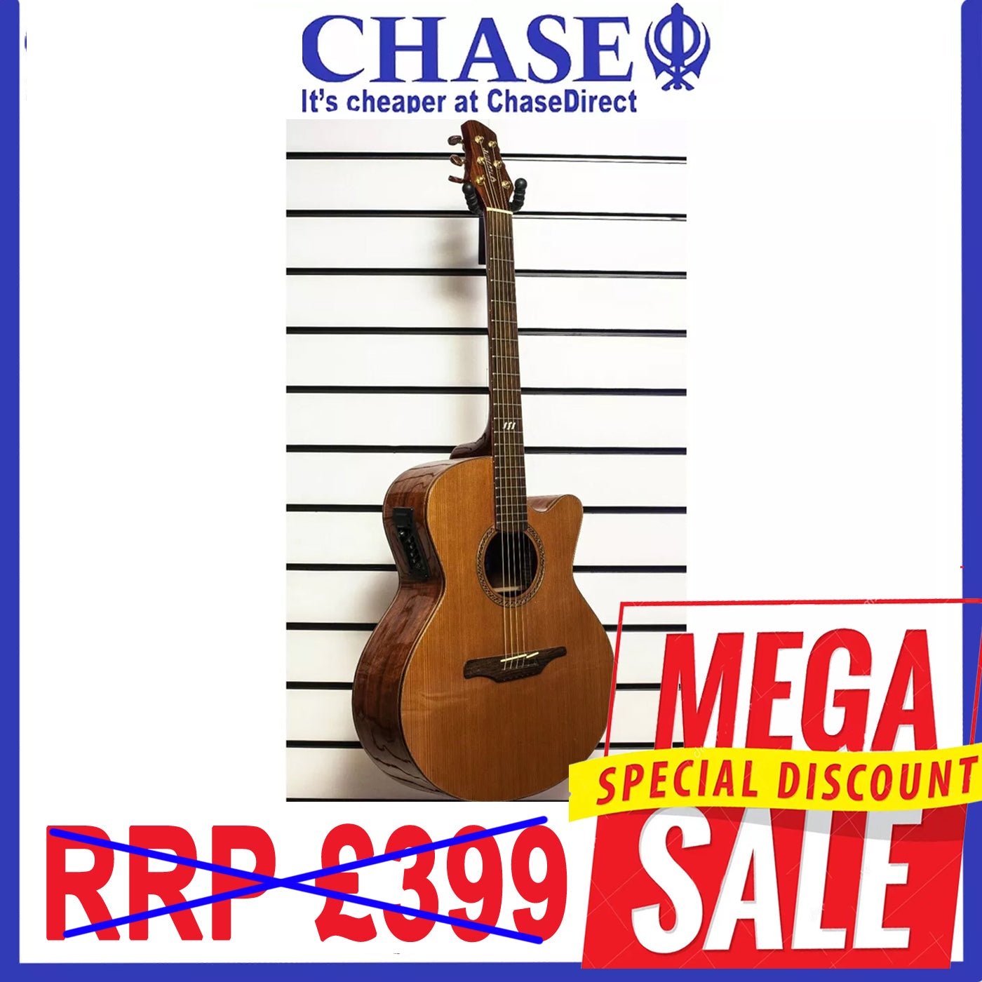 Guvnor GA707CE Electro Acoustic Jumbo Guitar CutAway & Steel Strings -