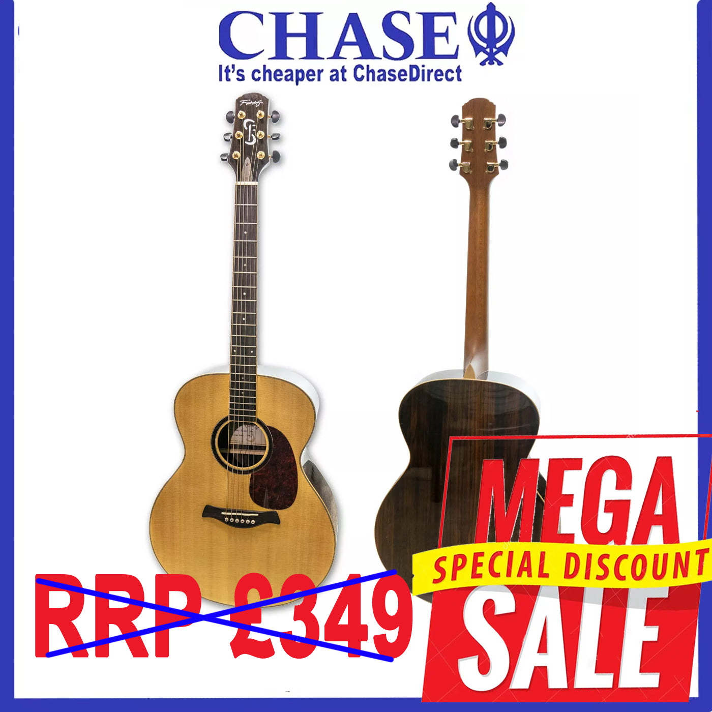Fairclough Sky Acoustic Guitar Solid Spruce Top Concert Style