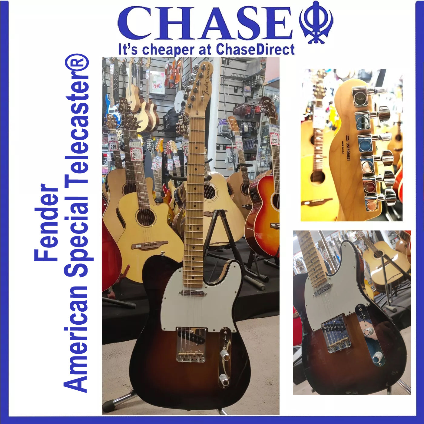 Fender American Special Telecaster Electric Guitar Maple Fingerboard Sunburst - Unused | B-Stock with minor dent