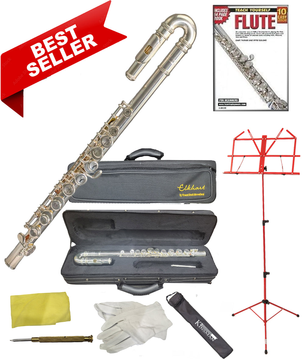 Elkhart Vincent Bach Deluxe Curved Head 100FLAP Silver Flute Pack | Spilt 'E' Mechanism