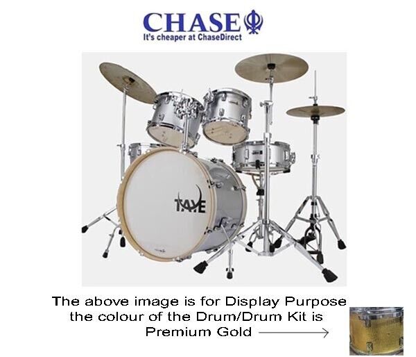 Drum Kit 5 Piece TAYE Fusion Pro X Gold 22" Bass Drums & Hardware Set --D-30~