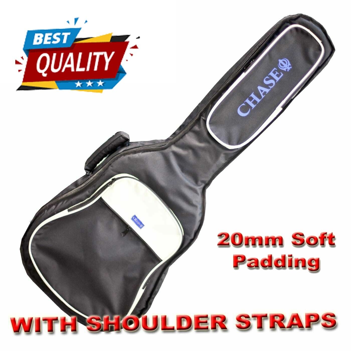 Chase Premium 4/4 Full Size Classical Guitar Gig Bag Case 20mm Padded Shoulder Straps