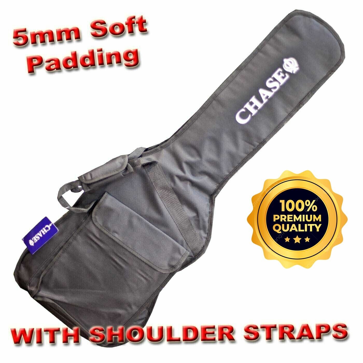 Chase Deluxe Electric Guitar Gig Bag Case 5mm Padded Shoulder Straps