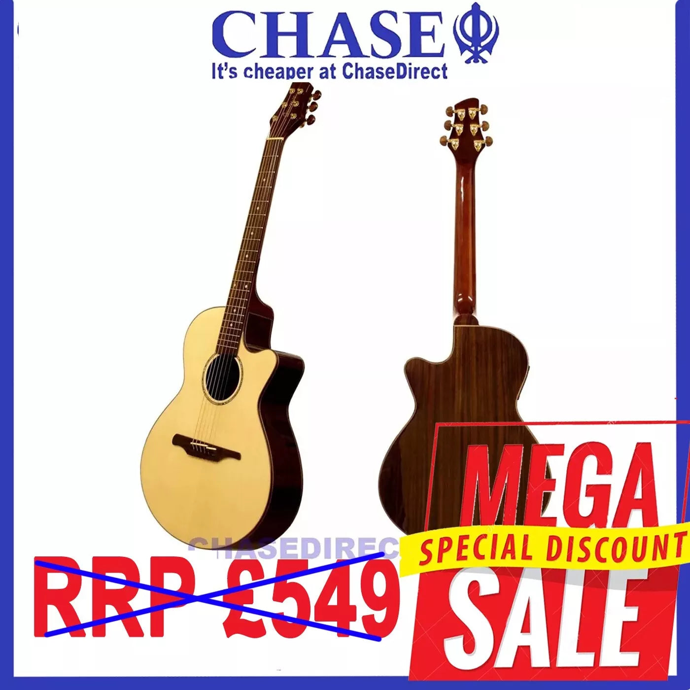 Guvnor GA777CE Electro Acoustic Jumbo Guitar Cutaway With Steel Strings