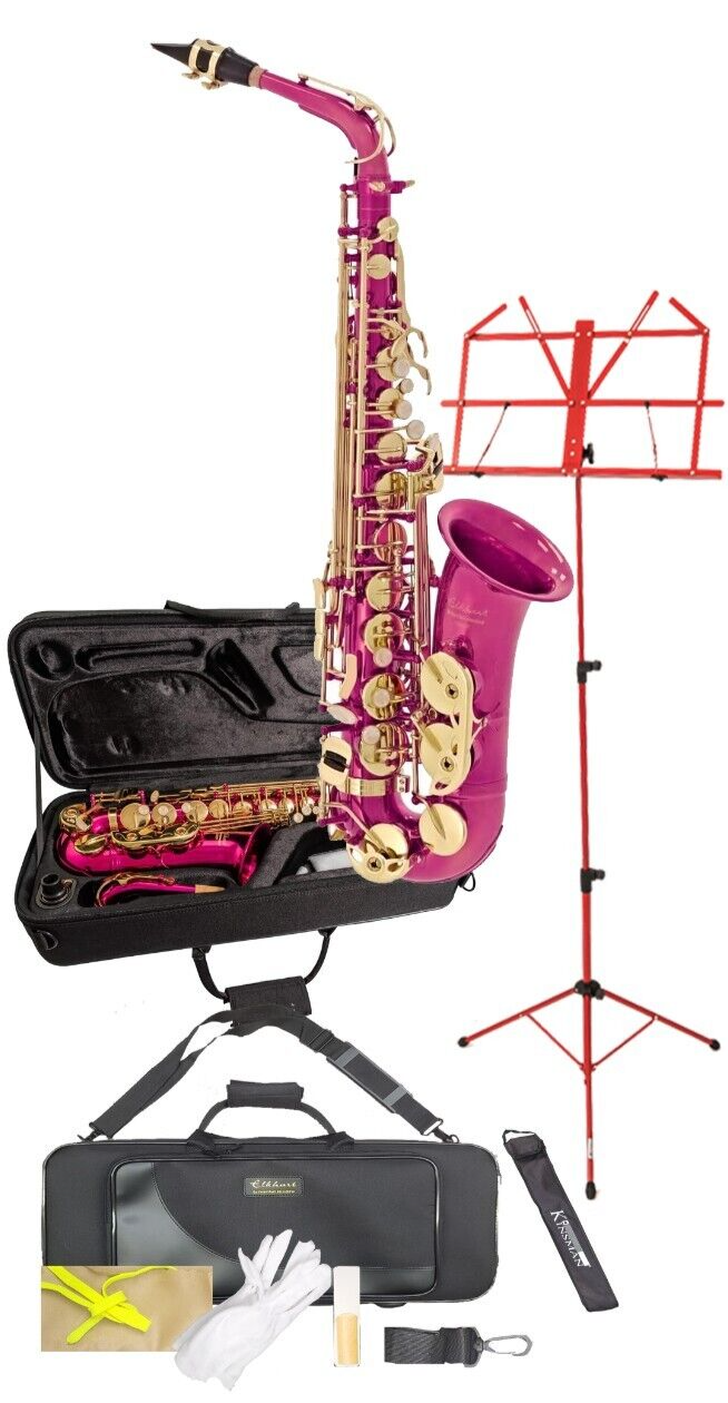 Elkhart Vincent Bach Deluxe E Flat Pink Alto Saxophone Pack | High F# key