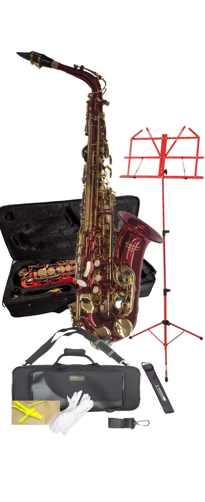 Elkhart Vincent Bach Deluxe E Flat Red Alto Saxophone Pack | High F# key