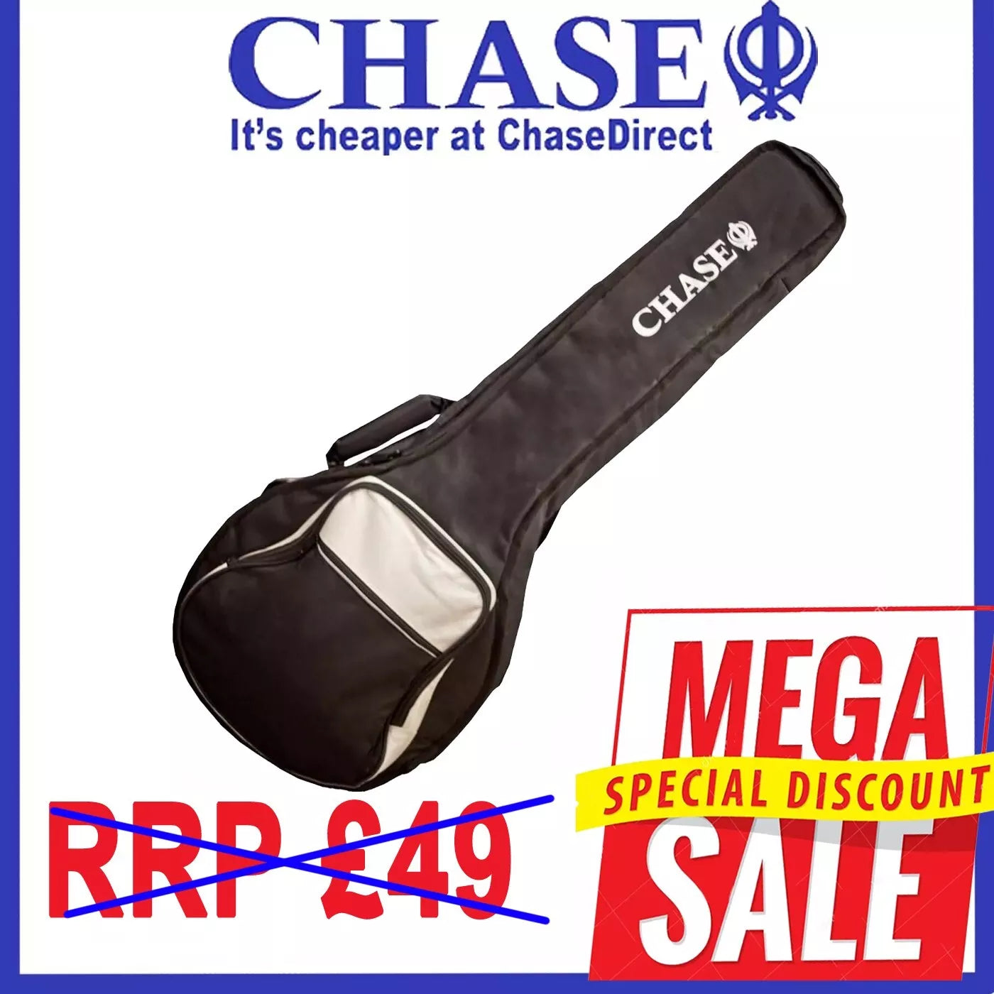 Chase Banjo Gig Bag Padded Soft Case 10mm Padding Straps Premium Banjo Bag __