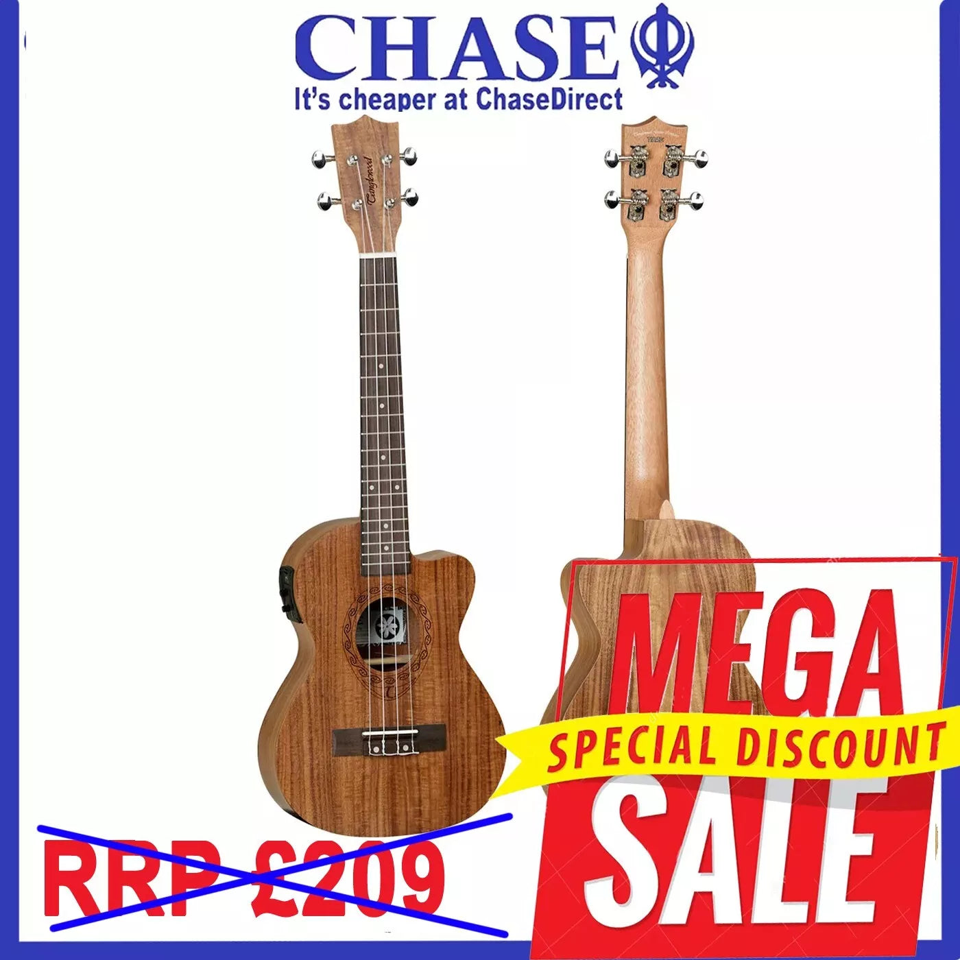 Tanglewood Tiare Electro Acoustic Tenor Ukulele TWT17E with Built-In Tuner