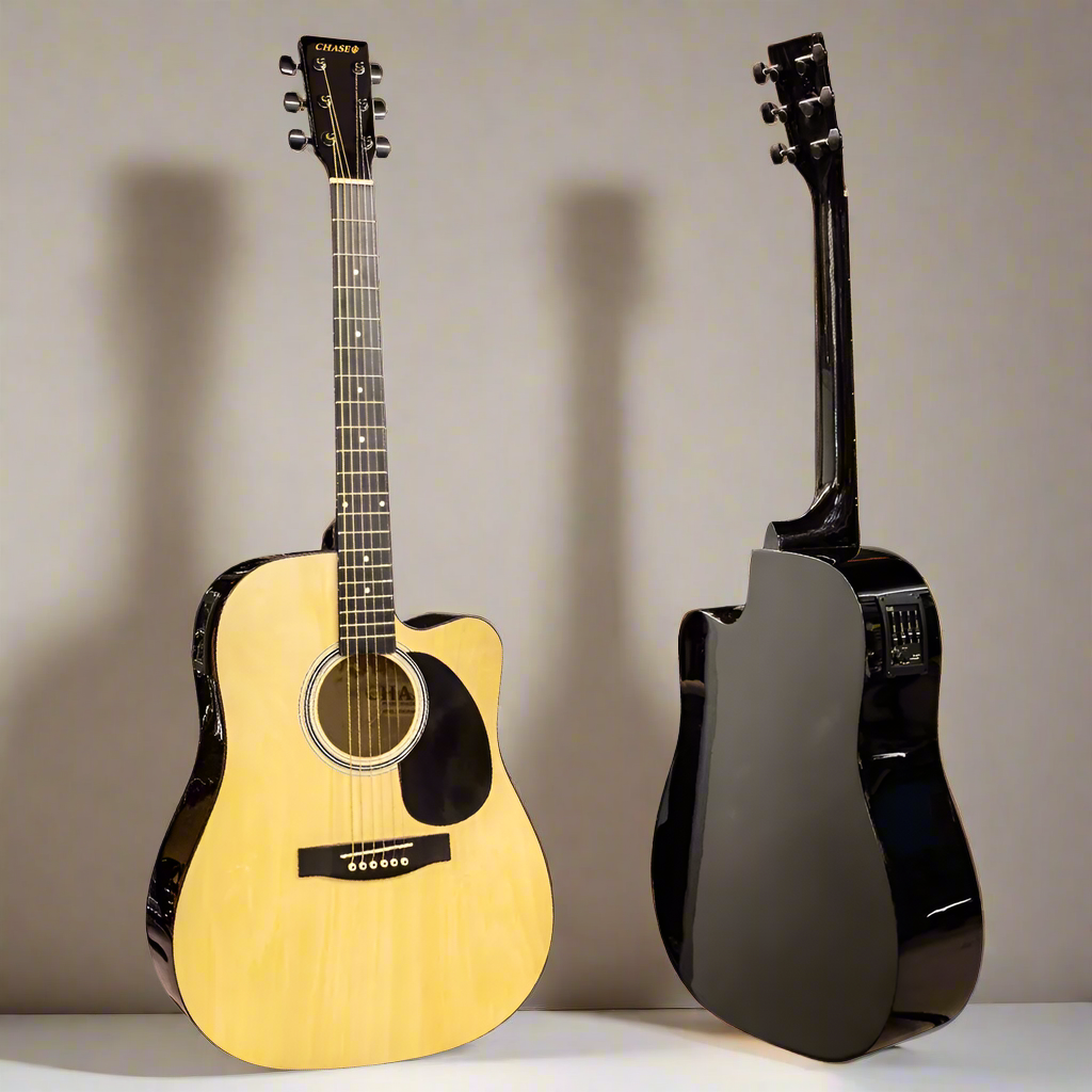 Chase Dreadnought Electro Acoustic Guitar Cutaway SW203CE-N Clear Tone!