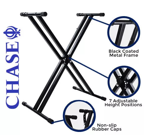 Chase Premium Piano Keyboard Stand Folding Height Adjustable For Yamaha Casio and Others...
