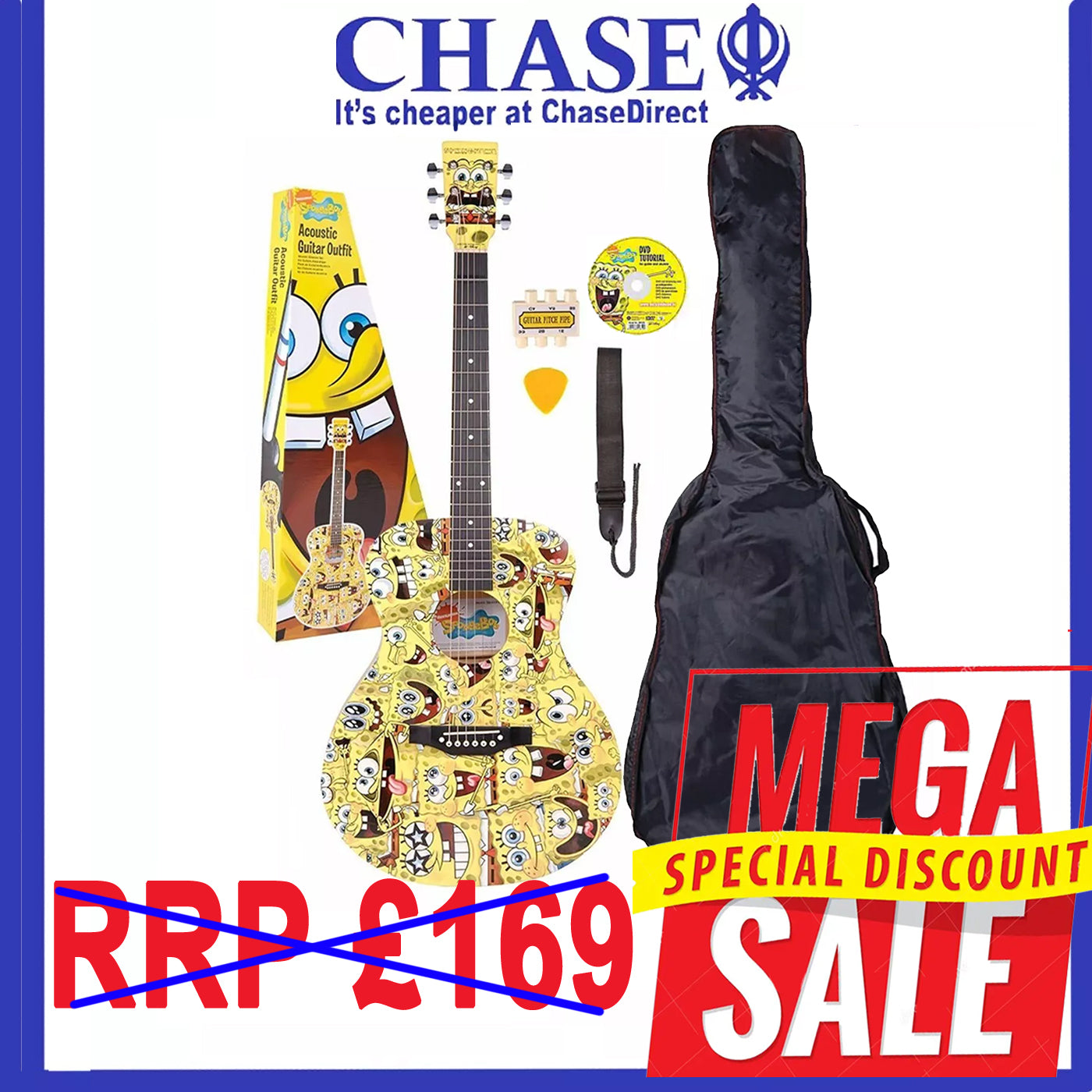 Spongebob Dreadnought Full Size Acoustic Guitar With Complete Outfit