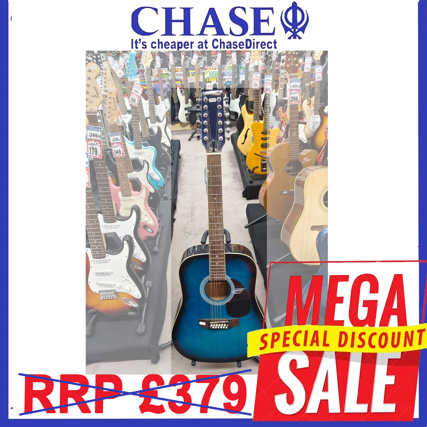 Starfire BLBSB 12 String Acoustic Guitar in Blue - Star fire Acoustic Guitar
