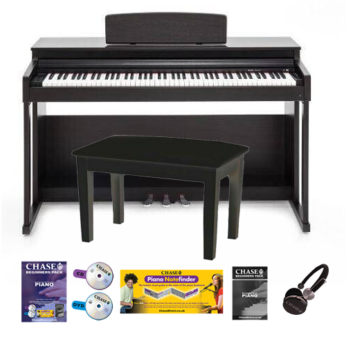 Chase CDP 357 Digital Electric Piano in Black Cabinet With Stool Head