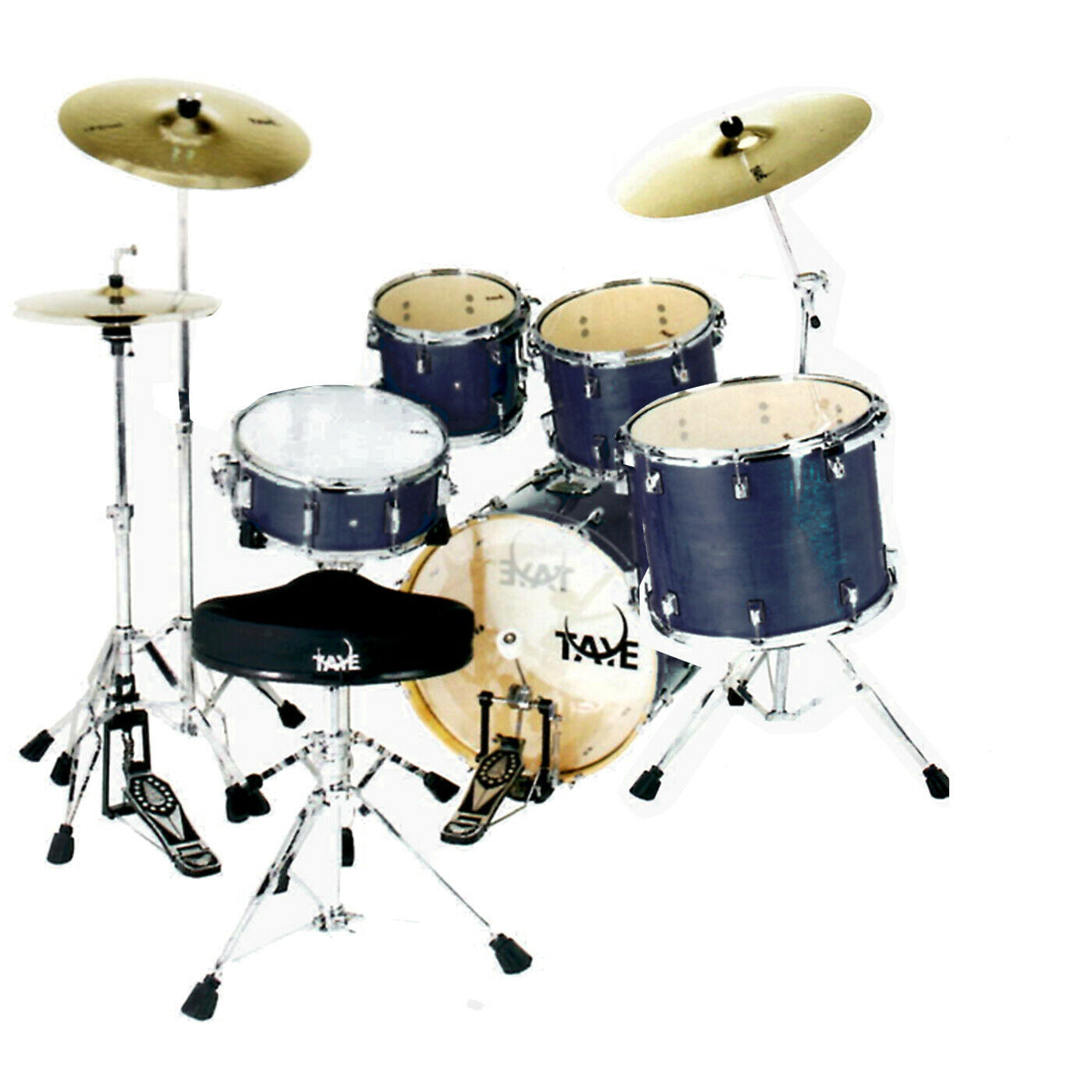 Drum Kit 5 Piece TAYE Pro X Blue Satin - 22" Bass Drums With Hardware Set - D7