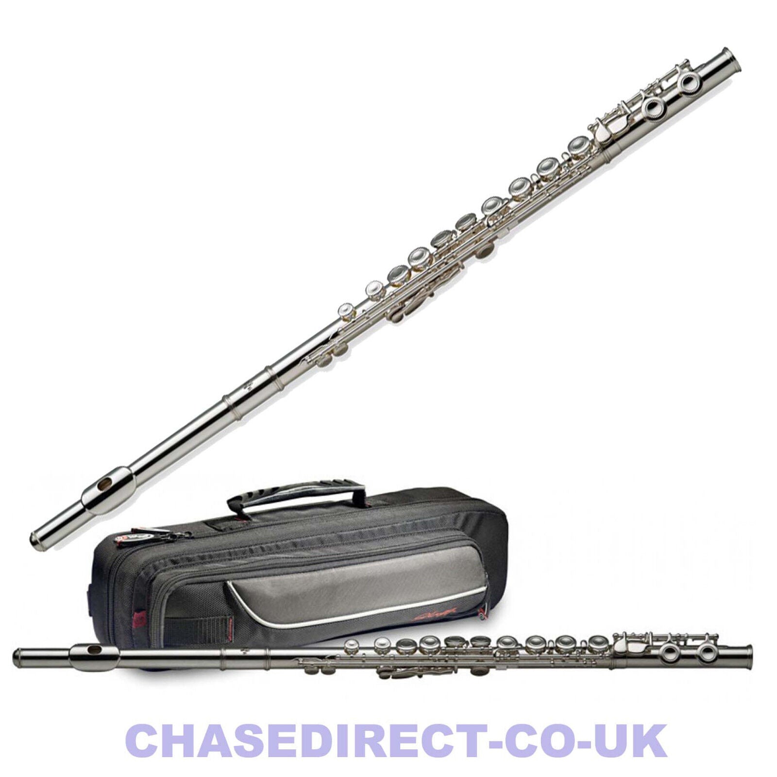 Flute in C Silver Nickel with E Key in Soft Case - Chase Student Outfit C77FE/SC