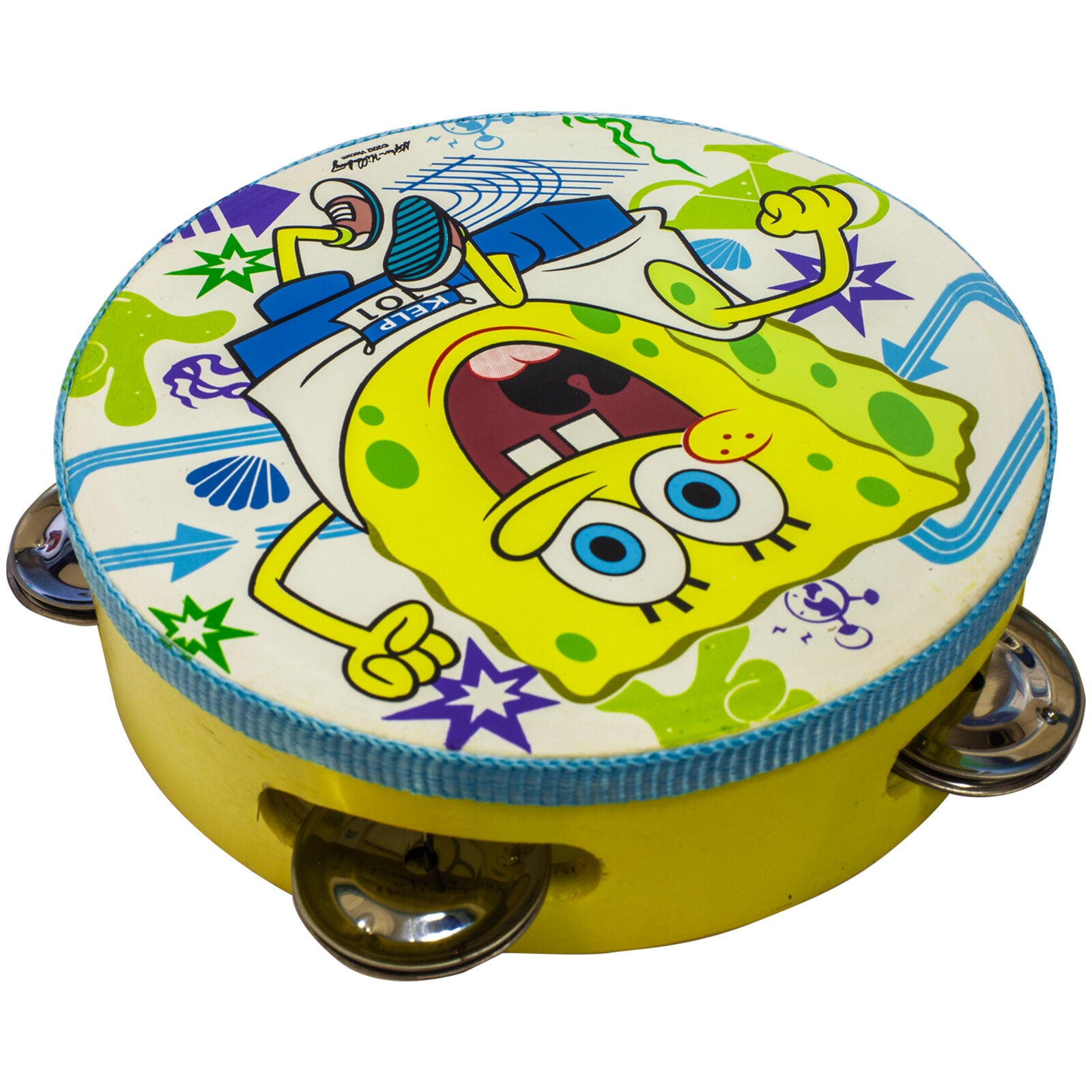 Egg Shakers Maracas Tambourine Spongebob Wooden Percussion Set In Gift Case - -