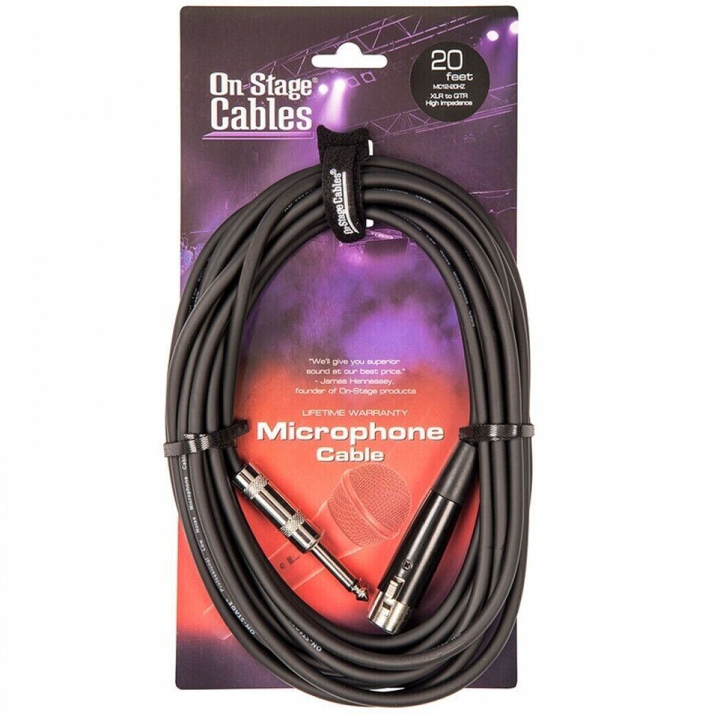 On Stage HI-Z Premium Microphone Lead | 20FT / 6M Length | XLR - Jack Lead |