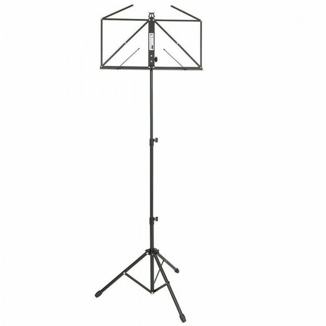 Kinsman Deluxe Sturdy Three Tier Music Stand And Bag In Black