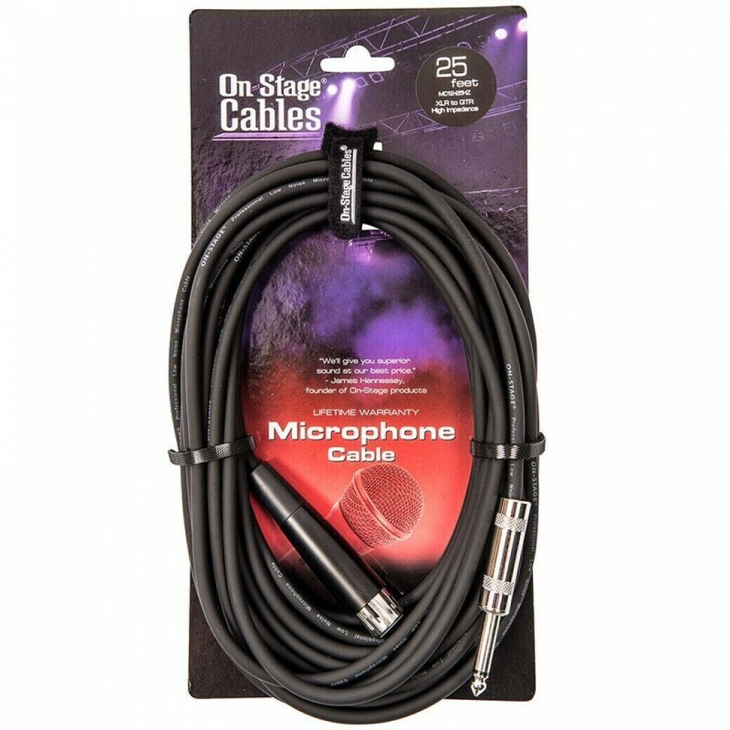 On Stage HI-Z Premium Microphone Lead | 25FT / 7.5M Length | XLR - Jack Lead :