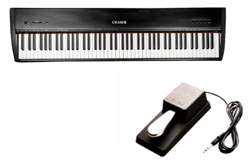 Chase P-51 Digital Piano In White or Black- 88 Notes Fully Weighted Hammer Action Keys, USB Input & Piano Type Sustain Pedal. Also Compitable with 3 Pedal Unit - Sustain Pedal, Sostenuto Pedal & Soft Pedal - Watch The Demo Video