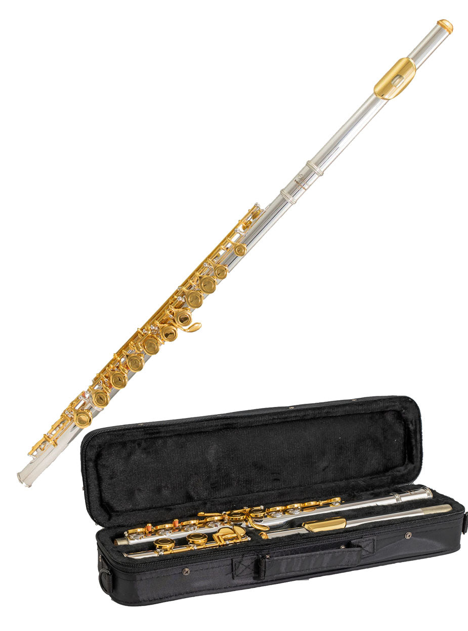 Elkhart by Vincent Bach Flute 100FLGK with Case in Silver | Spilt E Mechanism Offset G - RRP £279 Buy Now in Sale At Half Price For £139 - Only Few Left!