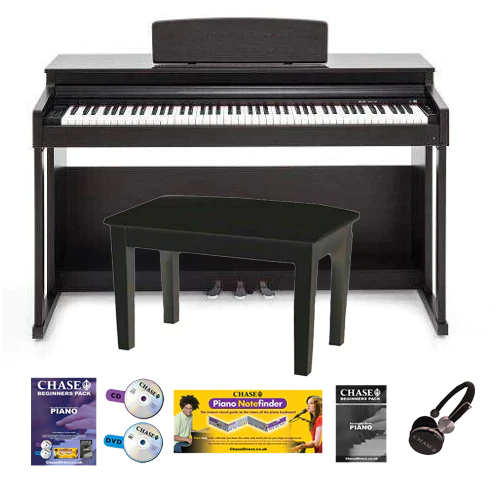 Chase CDP357 Digital Electric Piano in Rosewood, Black or White Cabinet With Stool, Headphones & Tutorial Book