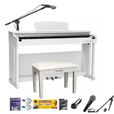 Chase CDP-355 Digital Electric Piano in Cabinet, Stool, Headphones, Microphone With Stand & Book - Available in Rosewood, Black or White - Watch The Demo Video