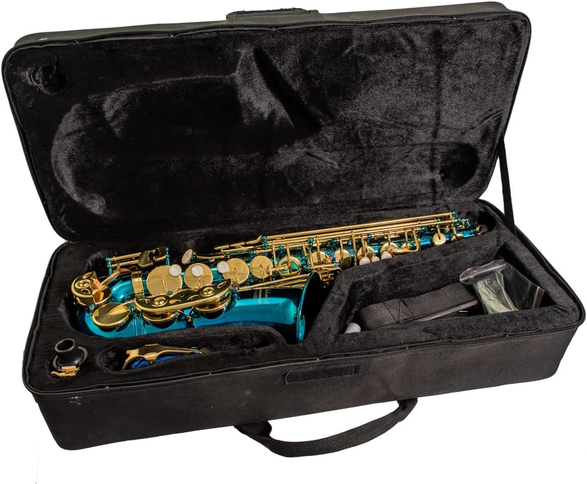 Elkhart Vincent Bach Deluxe Blue Tenor Saxophone Pack - High F# & articulated C#