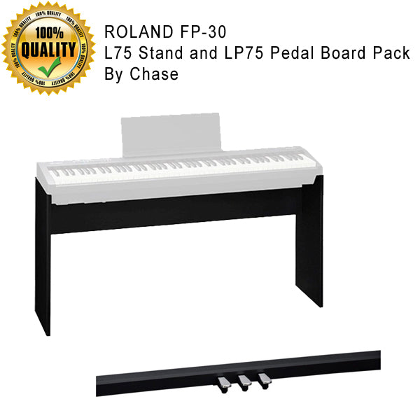 Chase L75 Stand + LP75 Pedal Board In Black for Roland FP30 Digital Electric Piano