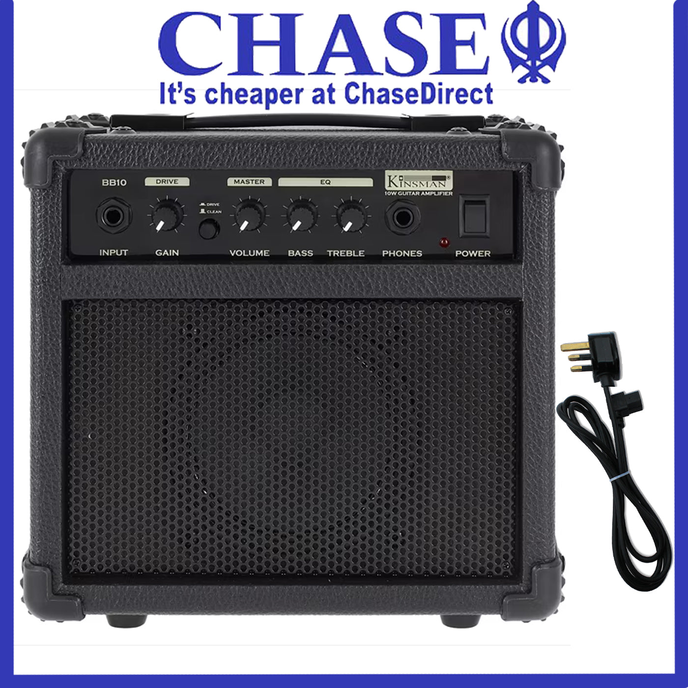 Kinsman BB10 10W Electric Guitar Amplifier 10 Watts Portable Combo Bla