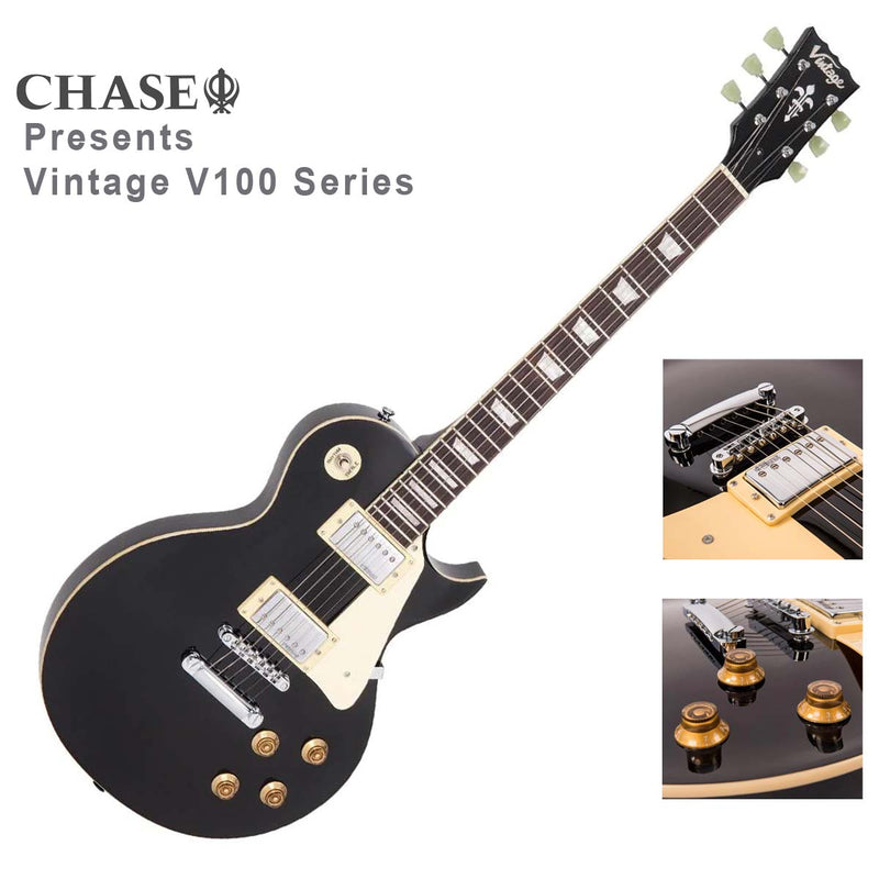 Vintage V100 Premium Electric Guitar | Gloss Black | V100BLK Limited Edition