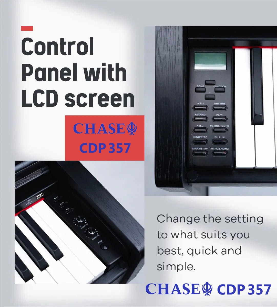 [ Free Upgrade Offer For Casio AP 270 ] Chase CDP357 Digital Electric Piano  - Available in Black , White  or Rosewood - RRP £1049 / Sale Price £799 / Upgrade Free For £679