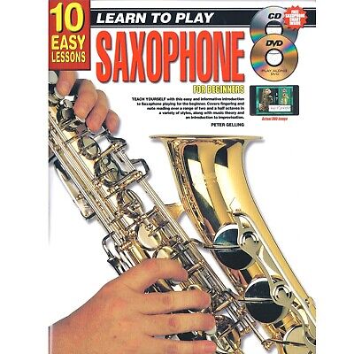 Saxophone Alto Sax Or Tenor Sax For Beginners 10 Easy Lessons Book CD DVD - H8