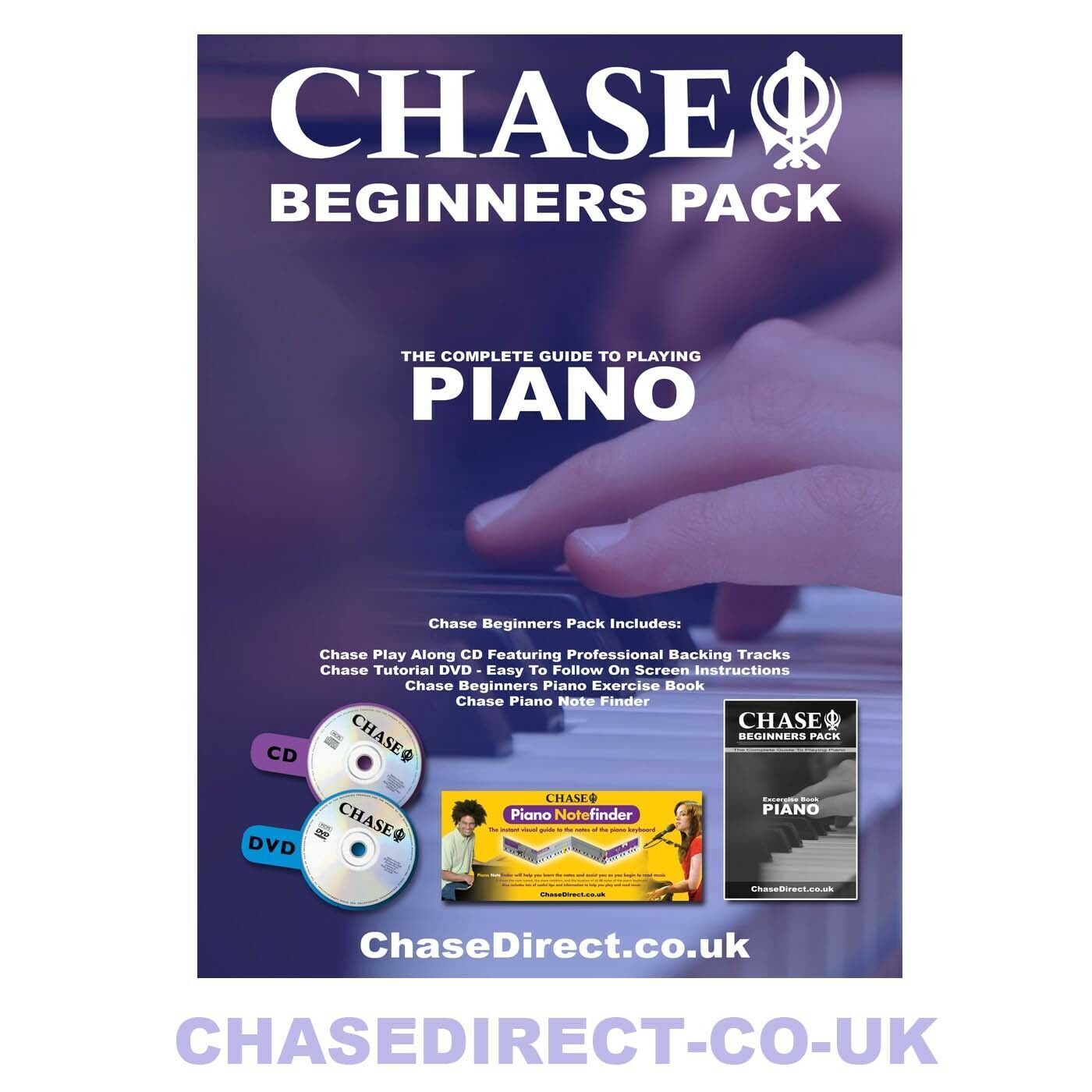 Learn to How To Play Piano : Chase Tutor Beginner Music Book With CD DVD -