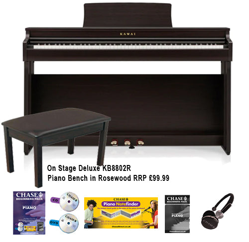 Kawai CN-29 Digital Piano Cabinet Bundle with Stool, Headphones & Book  - Premium Rosewood -  Watch Demo Video