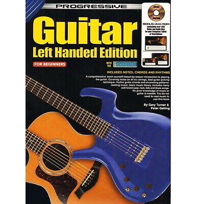 Learn How To Play Left Handed Guitar Electric or Acoustic Music Book DVD Rom . F2