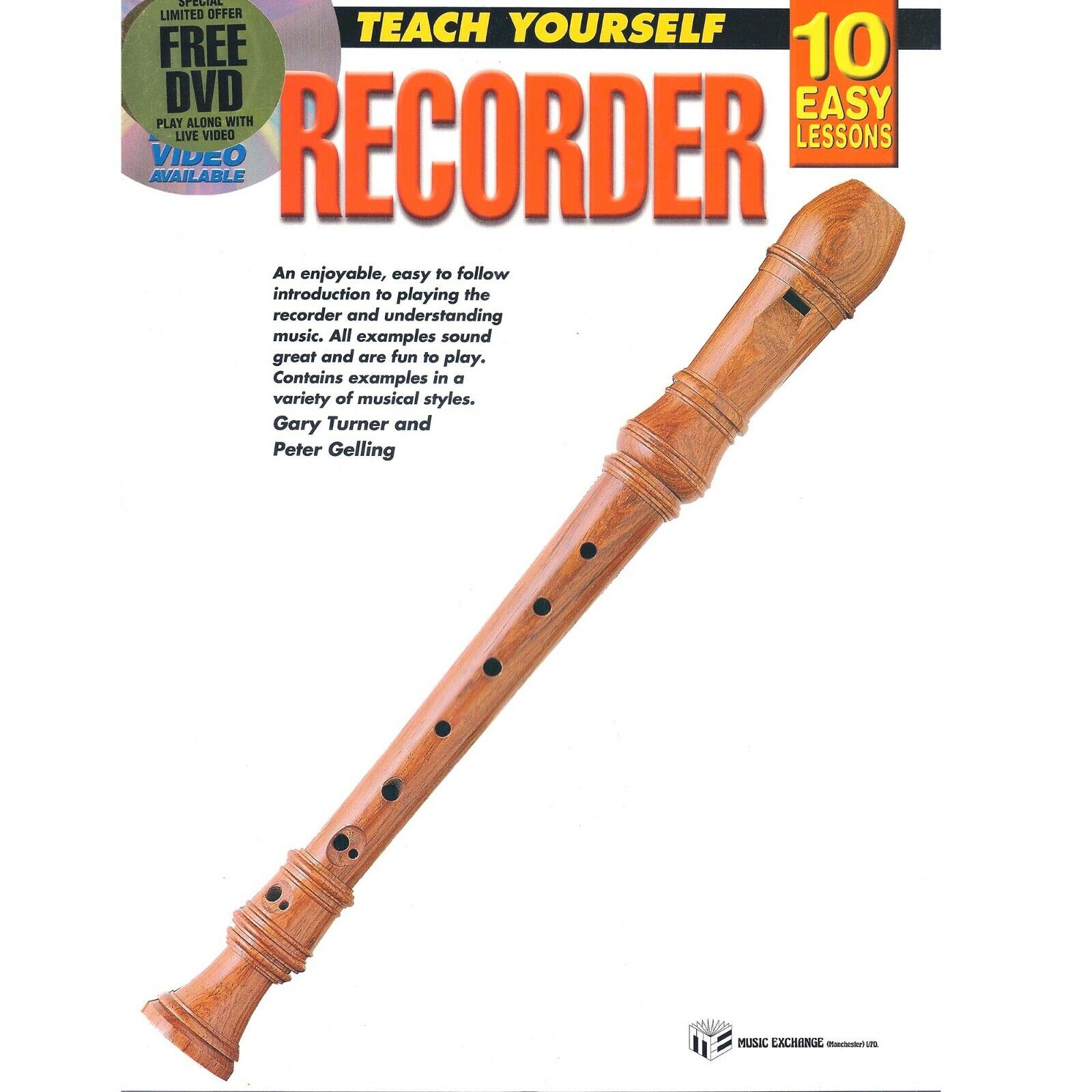 Learn To Play Recorder 10 Easy Lessons For Beginners Tutor Book CD DVD -