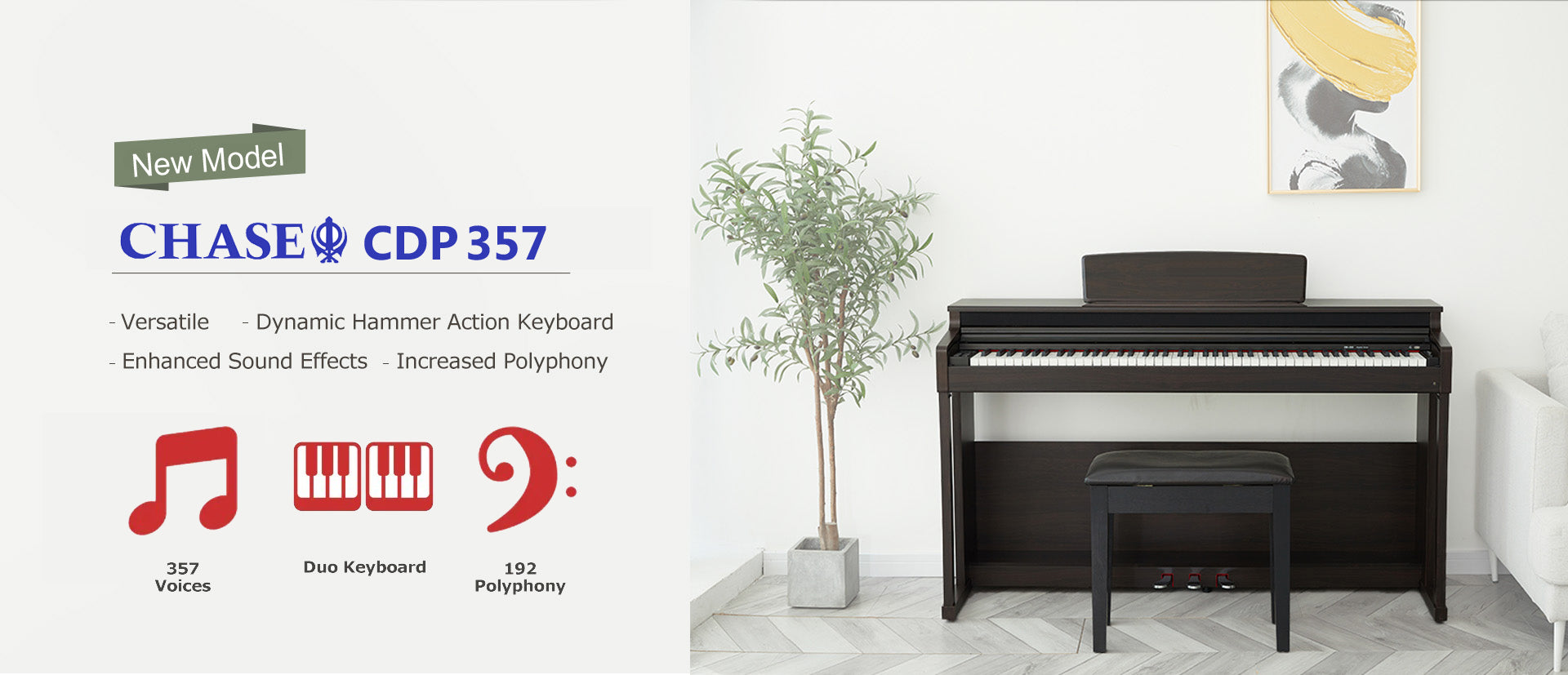 [ Free Upgrade Offer For Casio PX 770 ] Chase CDP357 Digital Electric Piano  - Available in Black , White  or Rosewood - RRP £1049 / Sale Price £799 / Upgrade Free For £679