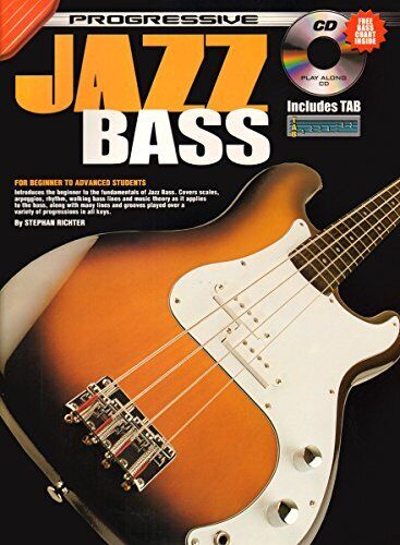 Learn How To Play Guitar Progressive Jazz Bass - Bass Guitar Tutor Book CD - O3