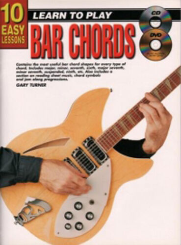 Learn To Play Guitar BAR CHORDS Tutor Music Book + CD DVD 10 Easy Lessons - F2