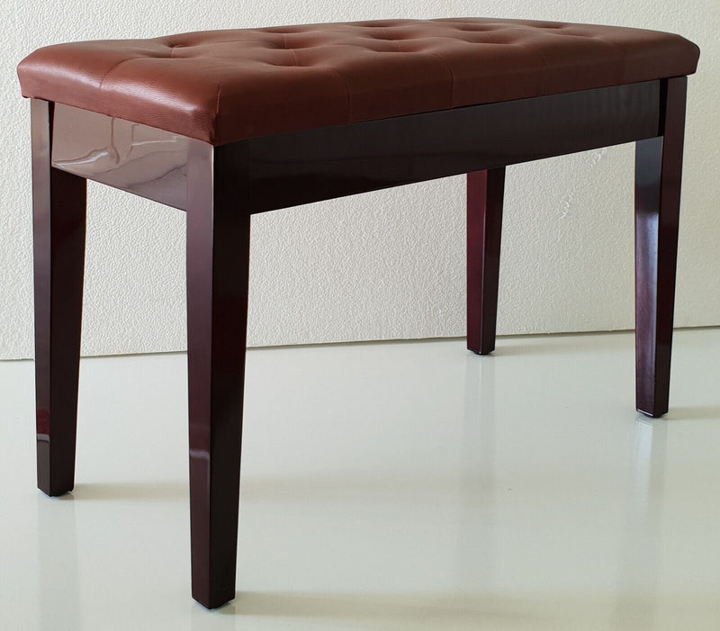 Piano Bench Stool in High Gloss Cherry Brown with Under Seat Storage - 18108