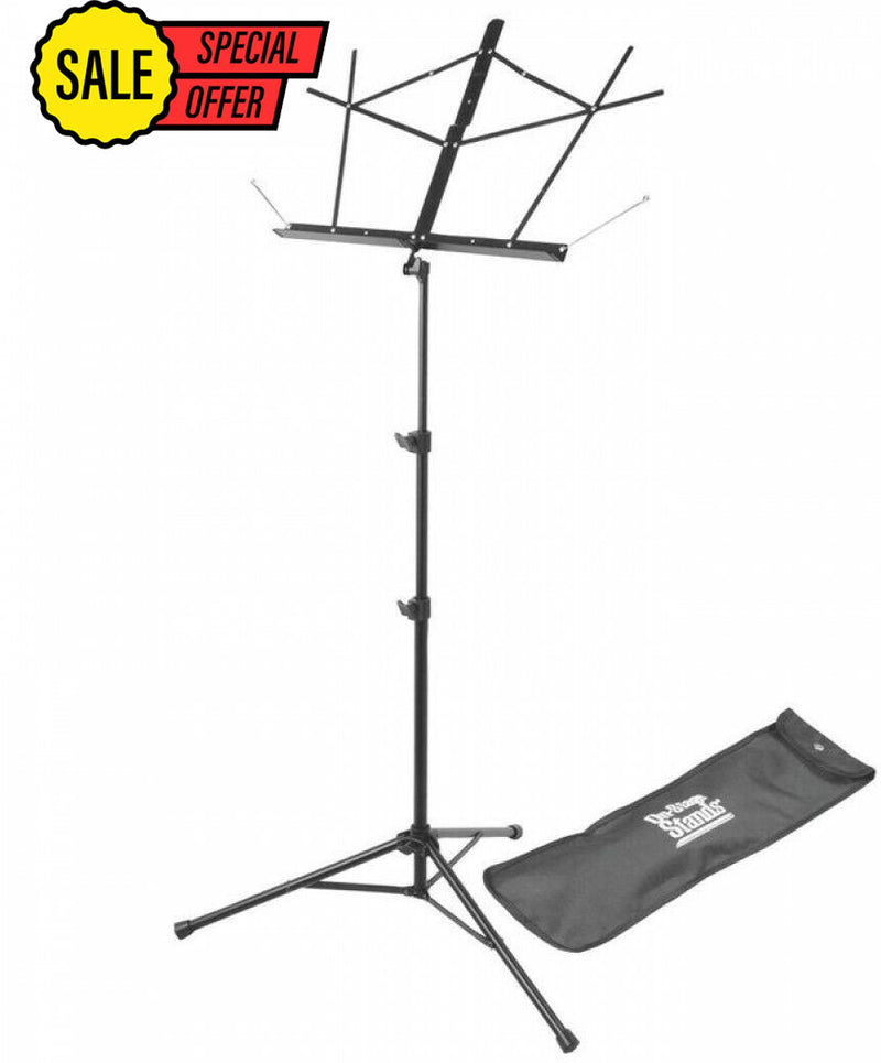 Kinsman Deluxe Sturdy Music Stand with Bag | Black Adjustable Fold Up Tripod Legs