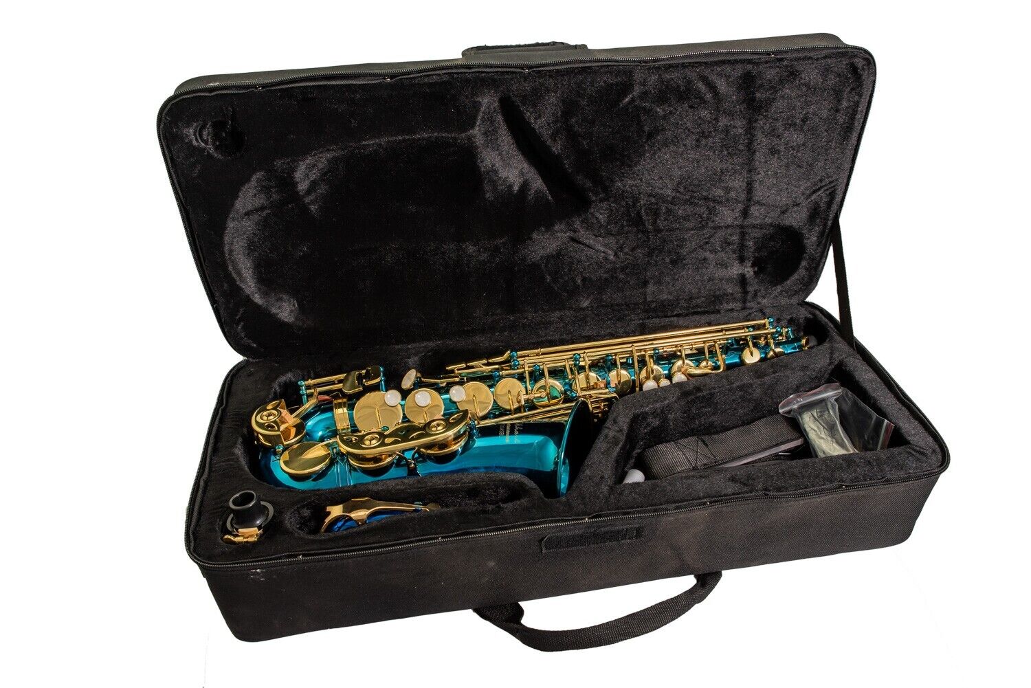 Elkhart Vincent Bach Deluxe E Flat Blue Alto Saxophone Pack | High F# key -