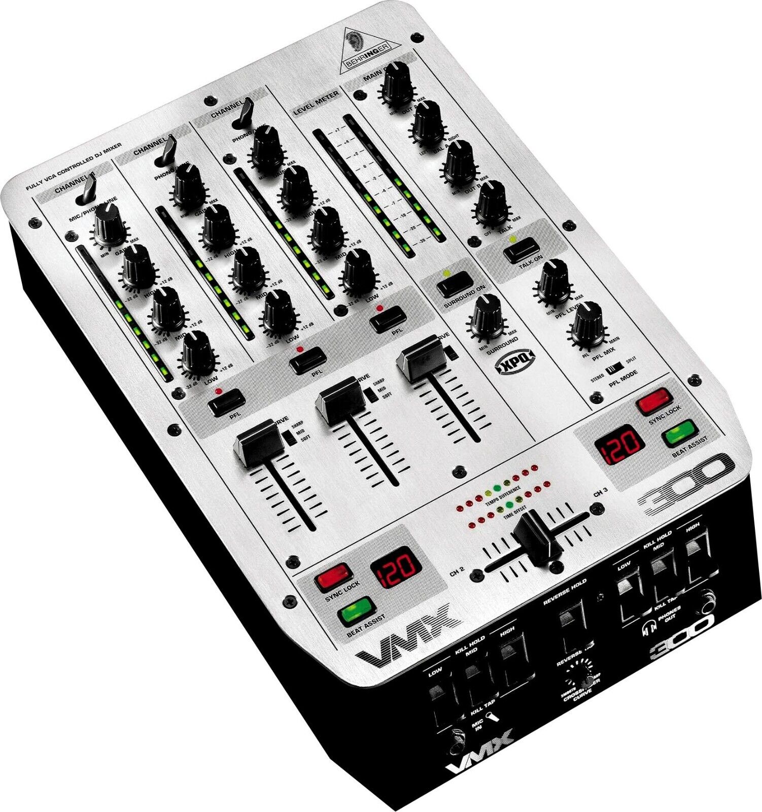 Behringer VMX300 VCA Controlled 3-Channel Pro DJ Mixer with Headphones +  Cables