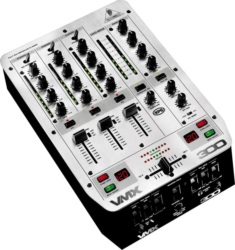 Behringer VMX300 VCA Controlled 3-Channel Pro DJ Mixer with Headphones + Cables