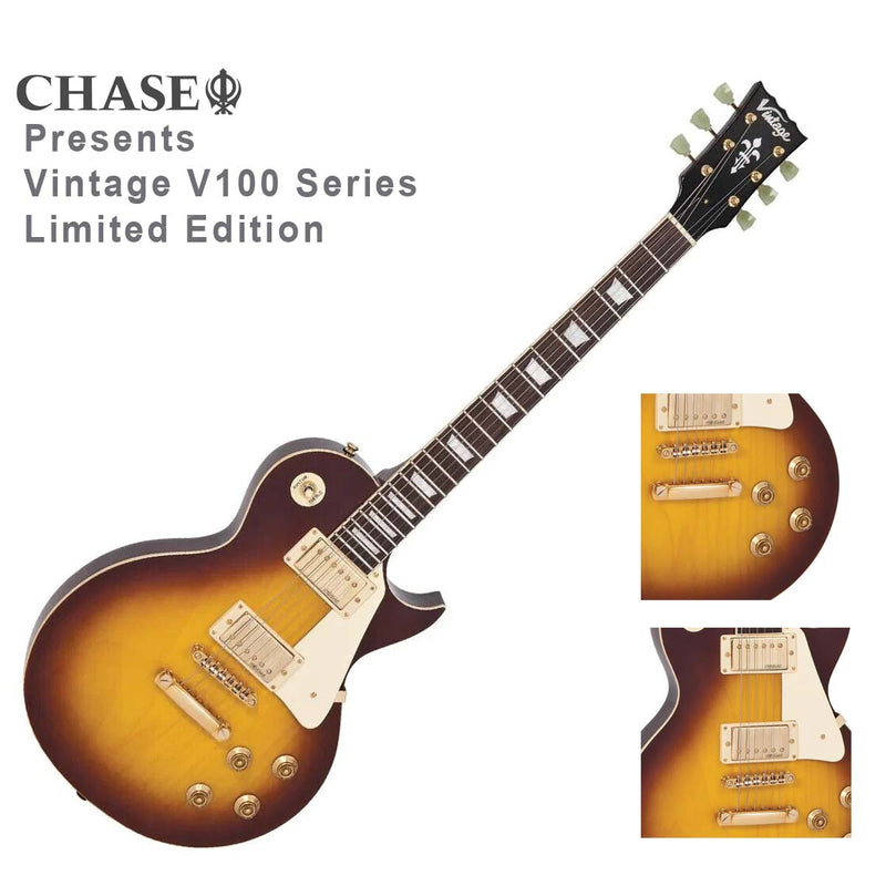 Vintage V100 Premium Electric Guitar | Tobacco Sunburst | V100TSB Limited Edition