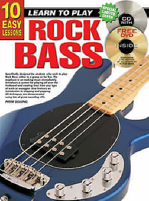 Learn How To Play Guitar 10 Easy Lessons Rock Bass - Beginner Book CD DVD - O3