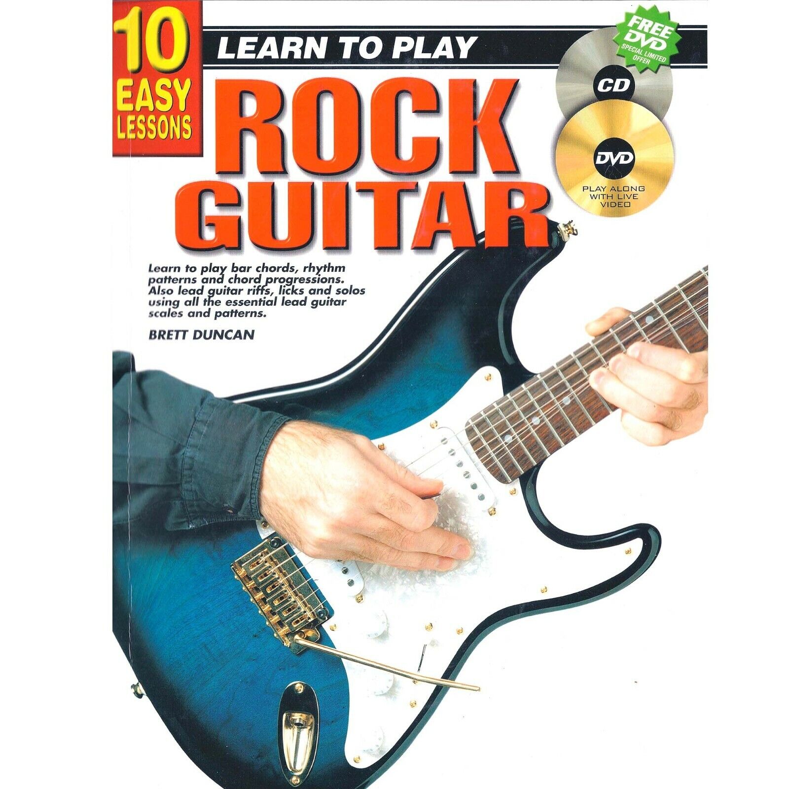 How To Play Rock Guitar 10 Easy Lessons For Beginners Tutor Book CD & DVD -